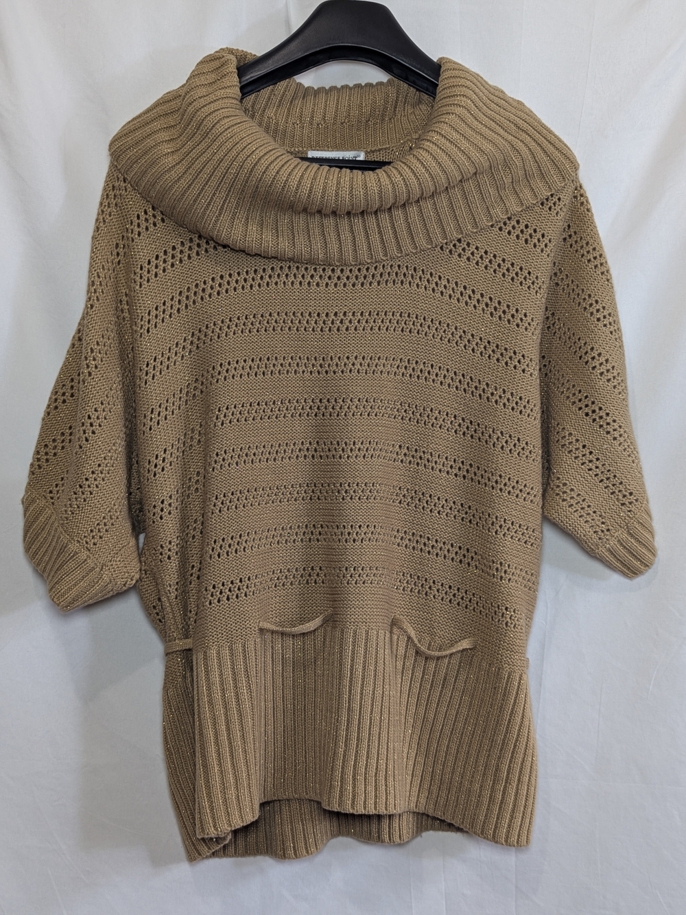 Reference Point XL Brown Cowl Neck Sparkle Knit Tunic Sweater Boho